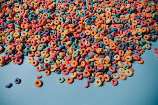 colorful variety of fortified cereals