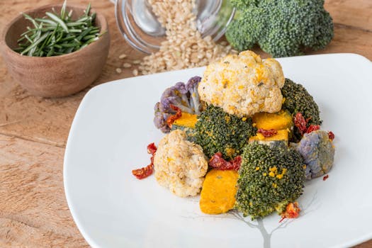 healthy plate with colorful vegetables and grains