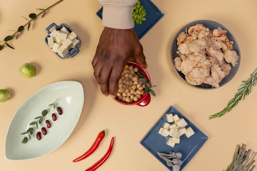 Colorful plate of plant-based foods