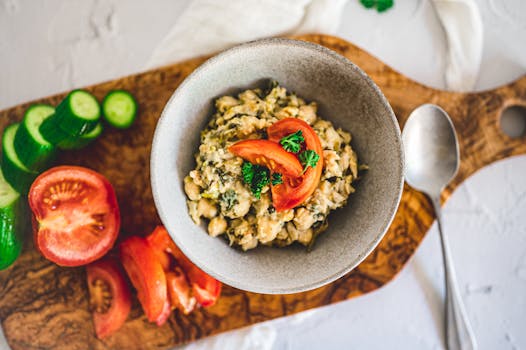 colorful salad with chickpeas and greens