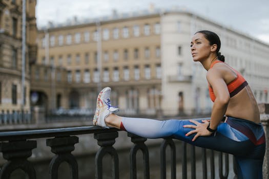 person stretching outdoors