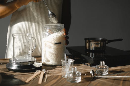 measuring cups with various grains