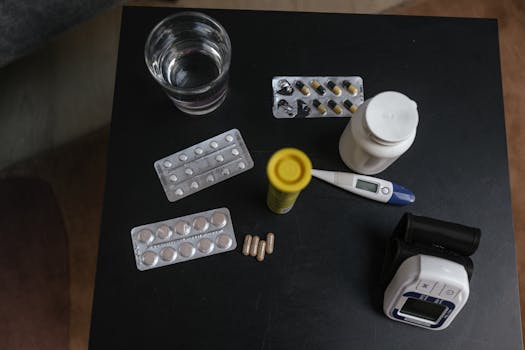 Mineral supplements on a table