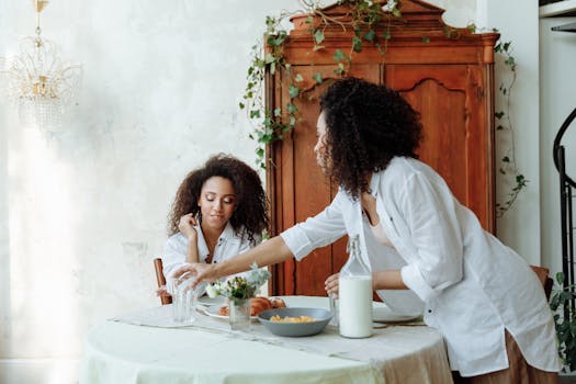 family preparing meals together