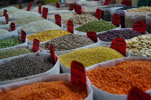 variety of grains and seeds