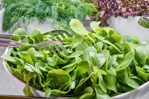 fresh leafy greens in a bowl