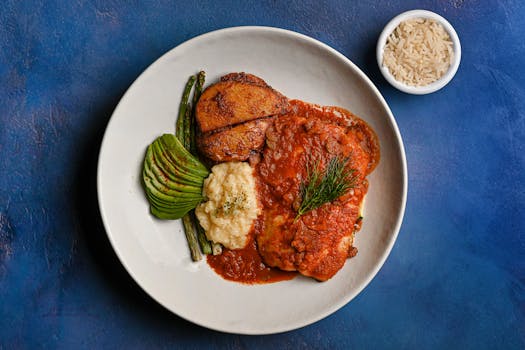 balanced plate with proteins and vegetables