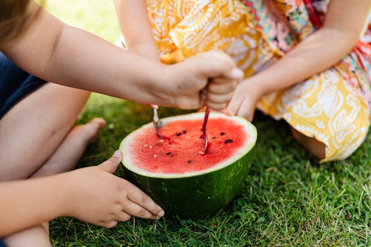 family enjoying healthy food