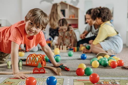 child playing with toys