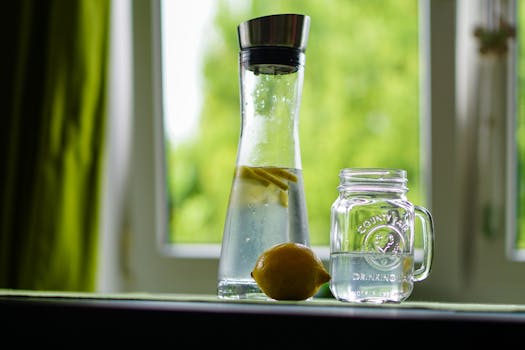 refreshing glass of water with lemon